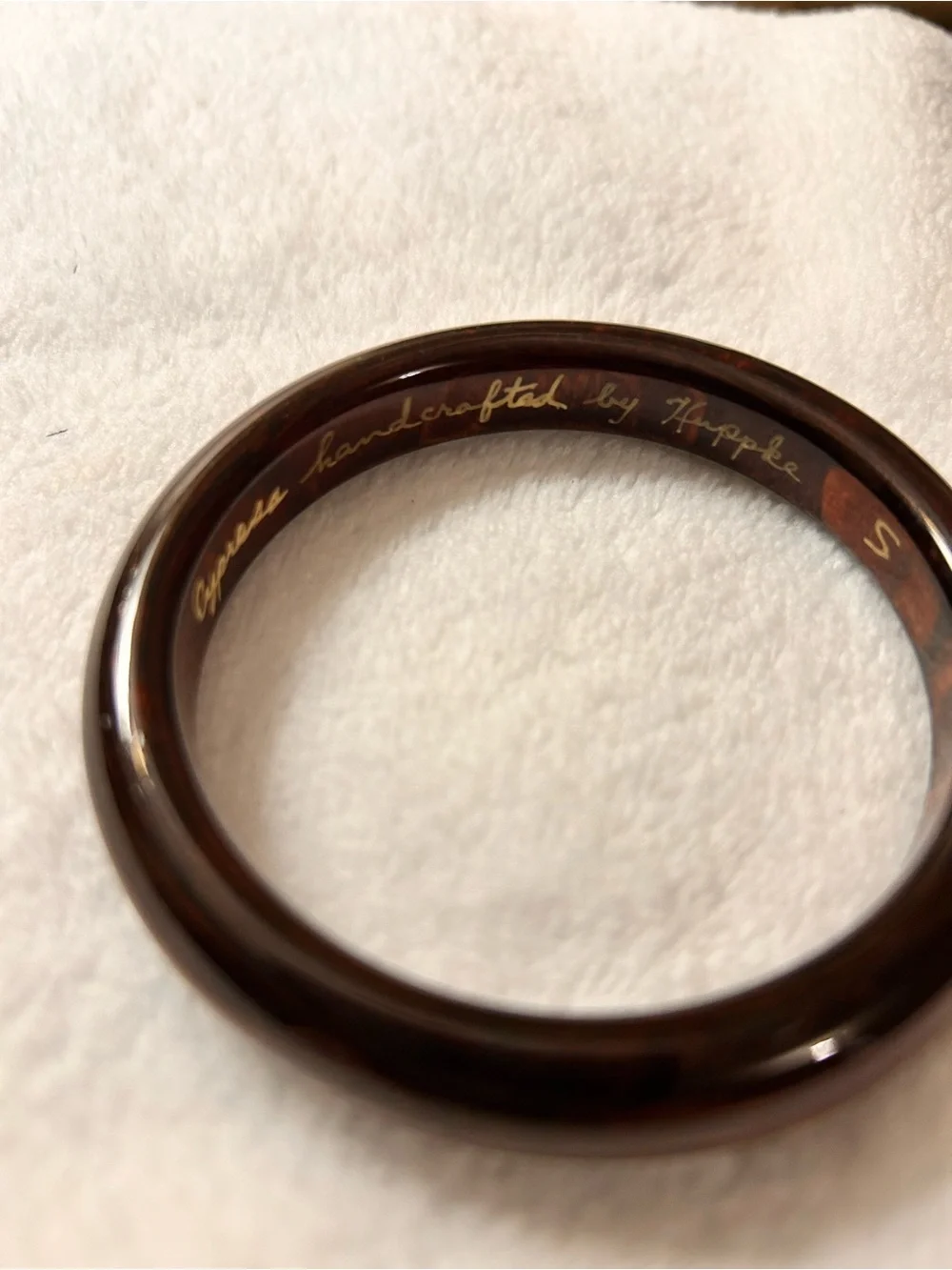 Cypress Handcrafted By Huppke Wood Enameled Bangle Bracelet Small